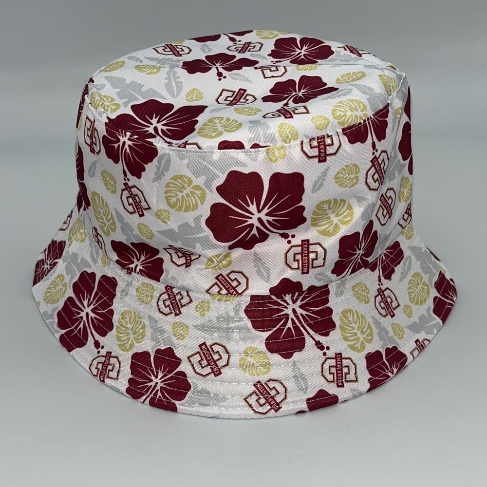 College of Charleston Reversible Bucket Hat w/ Floral/Logo Pattern or White NWOT